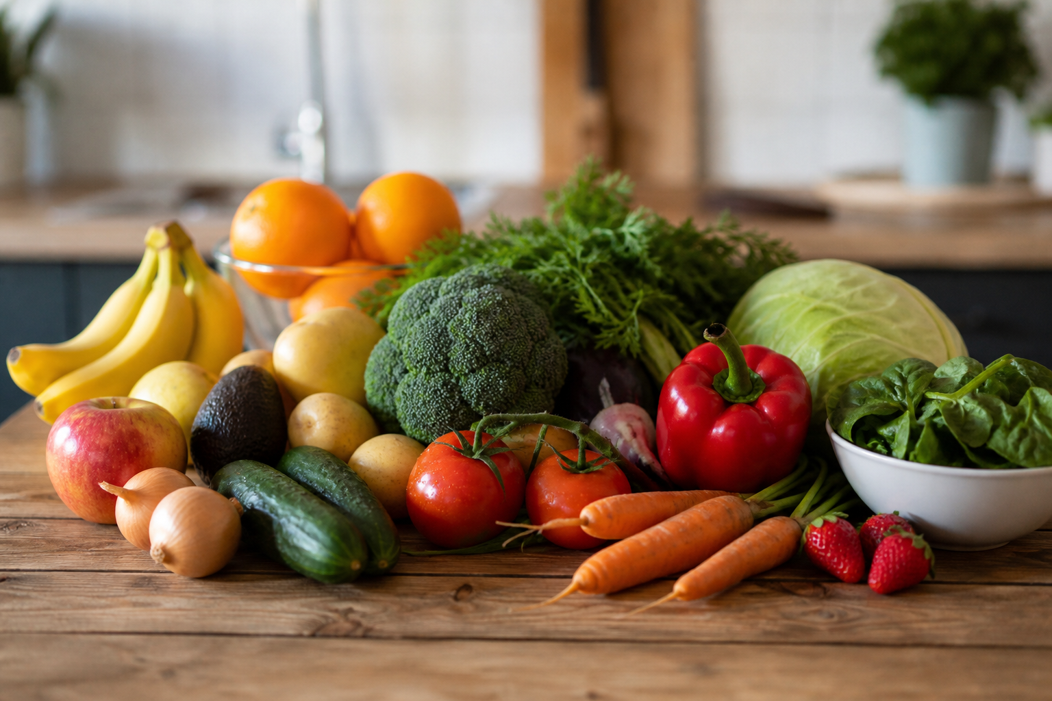 Fresh produce spread for budget healthy eating